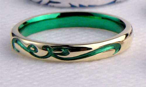 グリーン手作り結婚指輪
