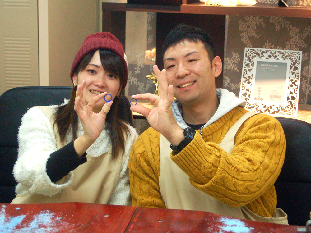 結婚指輪の原型が完成した広島からお越しのカップル