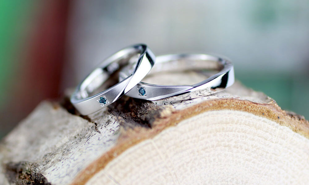 三角が重なったような手作り結婚指輪
