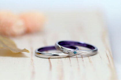 内側紫メッキ手作り結婚指輪