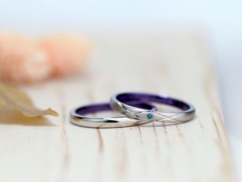 内側紫メッキ手作り結婚指輪